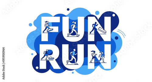 Fun Run Illustration: Dynamic Concept Depicting Movement, Fitness, And Community Vibe
