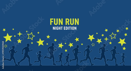 Fun Run Night Edition Silhouette Runners Under Starry Sky