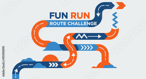 Fun Run Route Challenge Graphic Abstract Design