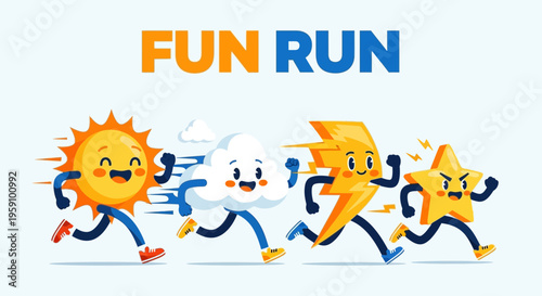 Fun Run Characters Competing In Energetic Race Event