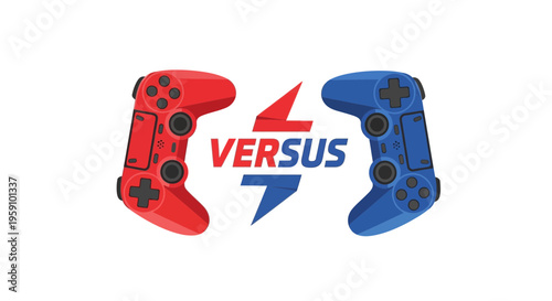 Gaming Competition Versus Controllers Red Blue Play Battle