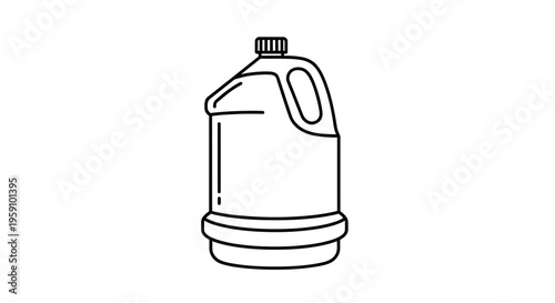 Plastic Gallon Jug with Handle, Line Art Icon, Simple Vector Illustration