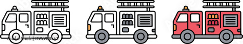 Professional firefighter avatar icon set featuring emergency rescue personnel in minimalist line art and flat colored vector styles.