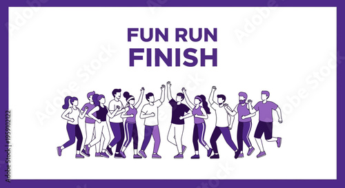 Group Of Enthusiastic Runners Celebrating Success After Completing Fun Run Event Successfully