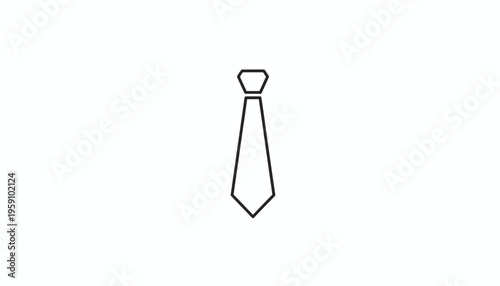 Minimalist Tie Icon: Simple Line Art of a Necktie on White Background