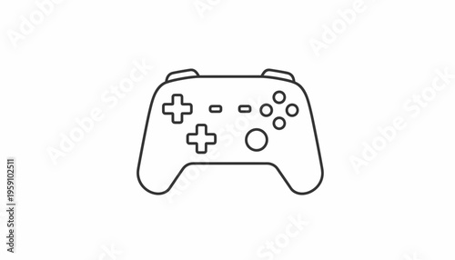 Modern Video Game Controller Icon, Minimalist Line Art, Gaming Concept