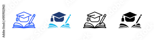 Education Multi Style Icon Set Vector 