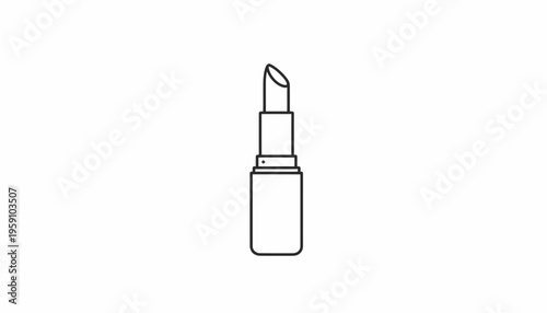 Minimalist Lipstick Icon Outline, Beauty and Cosmetics Concept
