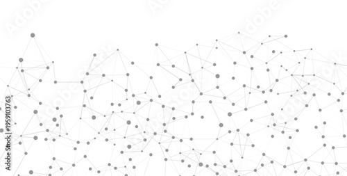 Abstract digital network background with connected grey dots and lines on white, representing technology, global communication, and data concepts for business innovation.