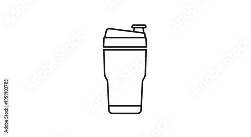 Minimalist Outline Icon of a Shaker Bottle for Protein Powder or Supplements
