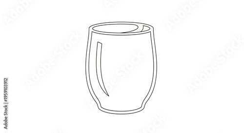 Minimalist Outline of a Stemless Wine Glass