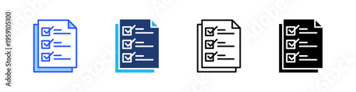Checklist Multi Style Icon Set Vector 