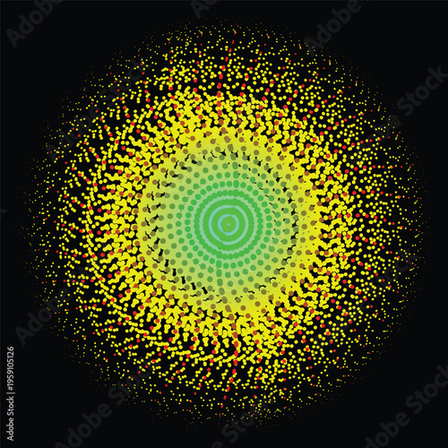 Radiant concentric energy waves glowing through cosmic particle dispersion