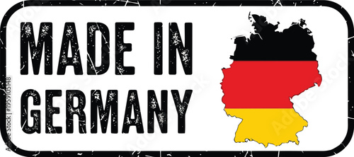 Made in Germany Grunge Rubber Stamp Seal with National Flag Map Isolated on White Background