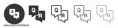 Questions and Answers thin line and solid icon. Multi series icon. Web minimal icon