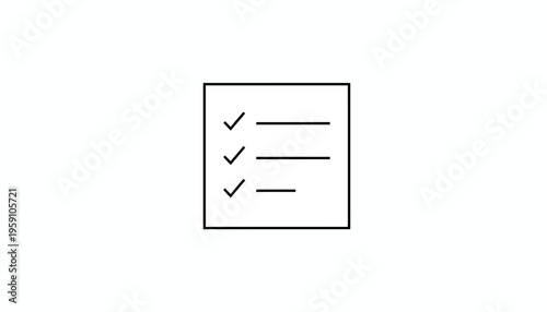 Checklist Icon with Three Ticks on White Background - To Do List, Task Management, Planning