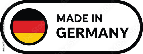 Made in Germany label with German flag icon for product packaging and quality assurance design