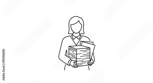 Businesswoman holding stack of papers, administrative work, office tasks, document management