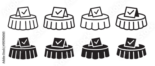 Registration Table with Check Mark Signs, Outline and Silhouette Styles.