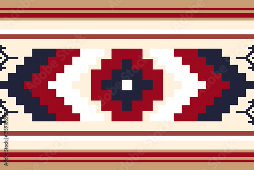 Navajo Style Geometric Pattern Seamless Textile Not AI Generated.Navajo-inspired geometric textile pattern with bold symmetry.