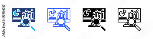 Analysis Multi Style Icon Set Vector 
