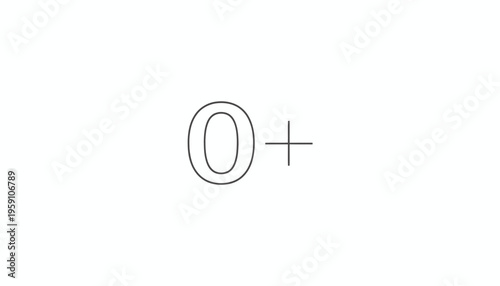 Blood Type O Positive Symbol, Medical Health Care Concept, Minimalist Design