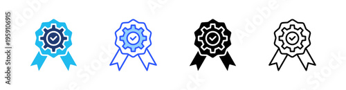 Total Quality Management Multi Style Icon Set Vector 