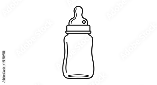 Baby Bottle Icon, Simple Outline Vector Illustration, Isolated on White Background