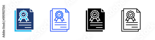 Accreditation Multi Style Icon Set Vector 