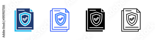 Insurance Multi Style Icon Set Vector 