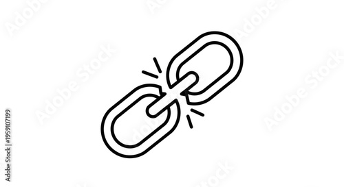 Broken Chain Link Icon Symbolizing Disconnection, Failure, and Weakness