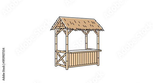 Bamboo Tiki Bar Stand with Thatched Roof - Outdoor Tropical Kiosk