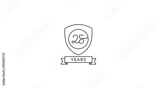 25 Years Anniversary Emblem with Shield and Ribbon