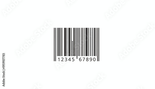 Barcode with Numbers 1234567890 on White Background