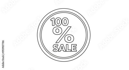 100% Sale Discount Stamp Icon