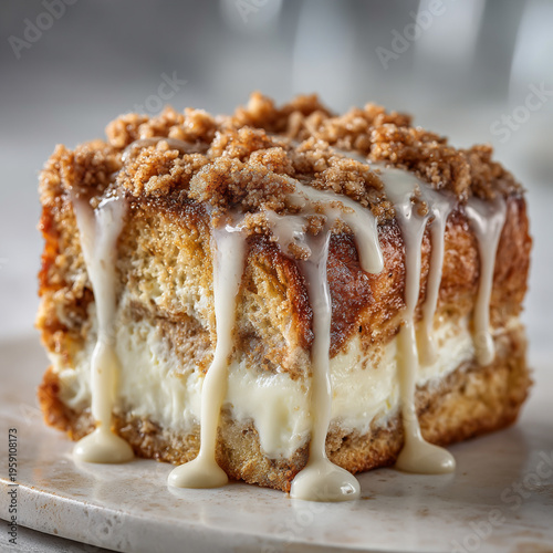 Creamy cake dessert with nuts as topping 