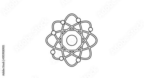 Atom Icon, Atomic Structure, Science Symbol, Nucleus and Electrons, Vector Illustration