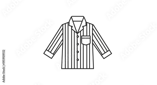 Striped Pajama Shirt Icon, Simple Line Art Illustration of Sleepwear Top