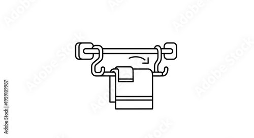 Towel Rack with Towels: Bathroom Accessory, Cleanliness, Hygiene, Home Decor Icon