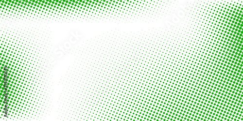 Green color halftone grain texture. Faded dotted gradient pattern background. Grunge pixel cartoon overlay backdrop. Anime or manga wavy noise cover. Raster comic pop art gradation wallpaper. Vector