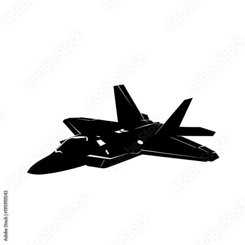 Tableau sur toile F-35 Flying Side View Military SVG Black Silhouette || Modern Stealth Jet Fighte
