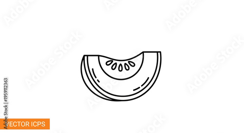 Slice of Melon Icon, Fresh Fruit, Healthy Food, Simple Vector Illustration
