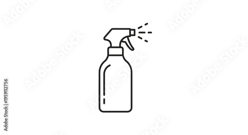 Spray bottle icon, cleaning and hygiene symbol, simple line art illustration