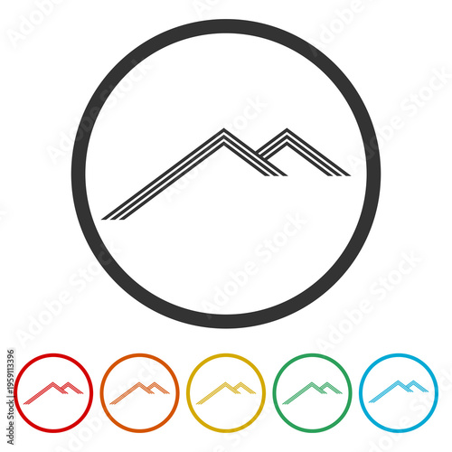 Home roof icon. Set icons in color circle buttons