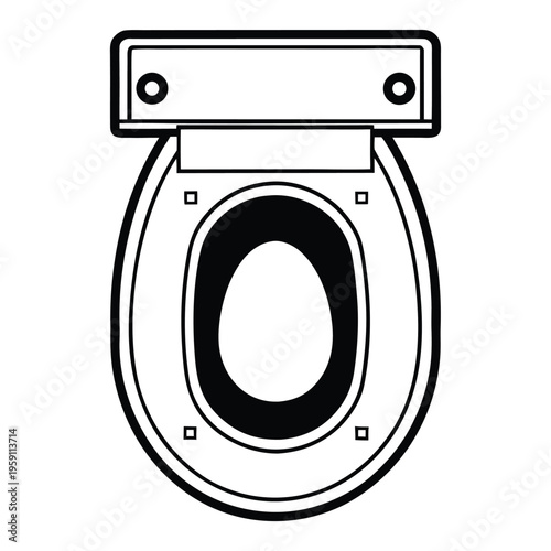 Toilet Bowl Top View Line Icon Bathroom Sanitary Illustration