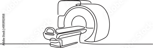Modern mri scanner icon simple outline single line art illustration isolated. One line draw graphic design vector