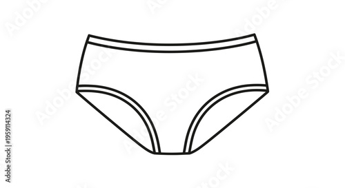Simple Line Drawing of White Cotton Briefs Underwear
