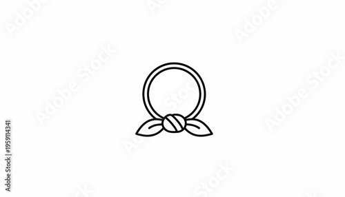 Simple Line Icon of a Bandana Tied in a Knot, Minimalist Vector Graphic