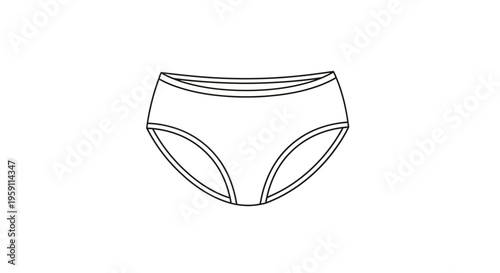 Simple Line Drawing of White Women's Brief Underwear