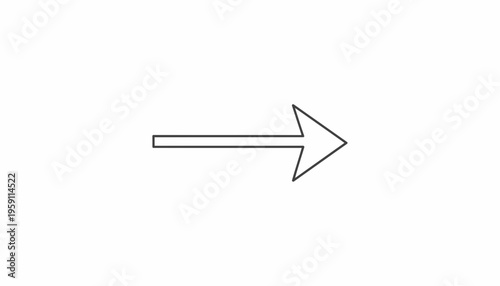 Simple Outline Arrow Pointing Right on White Background